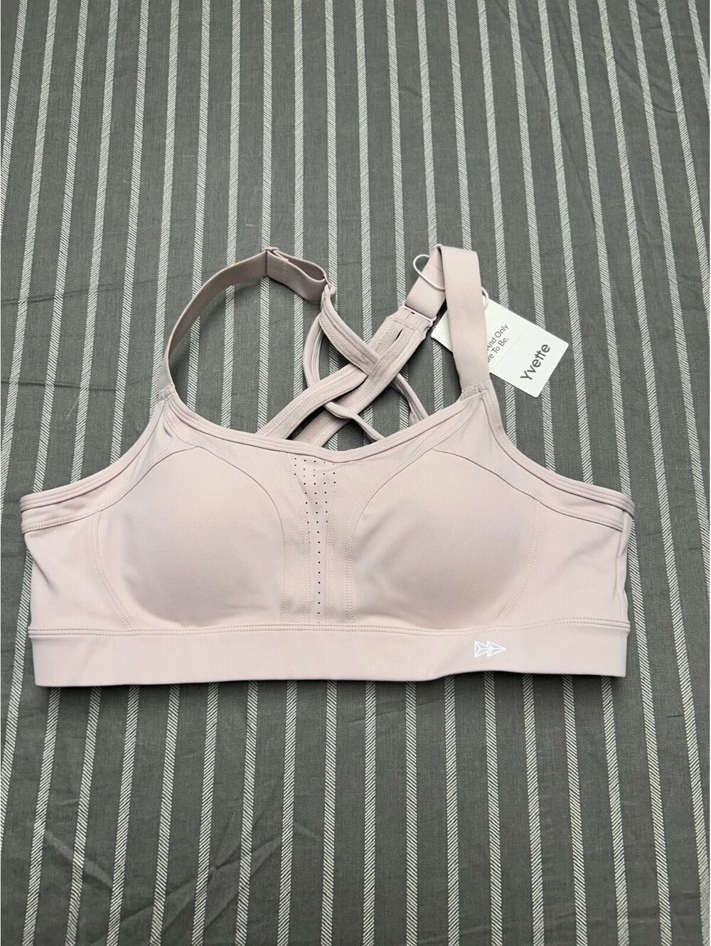 Yvette Power Adjustable Cross Back Padded Running Bra Women's Large NWT